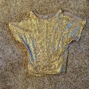 Gold sequin off the shoulder size 8, 42” chest